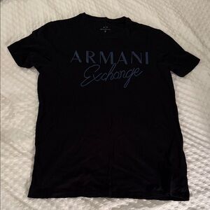 Armani Exchange Black Tee with Blue Logo